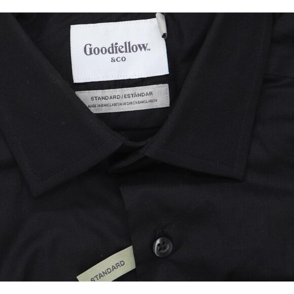 NWT Goodfellow & Co Mens Performance Long Sleeve Button-Down Dress Shirt Black S - Picture 7 of 7